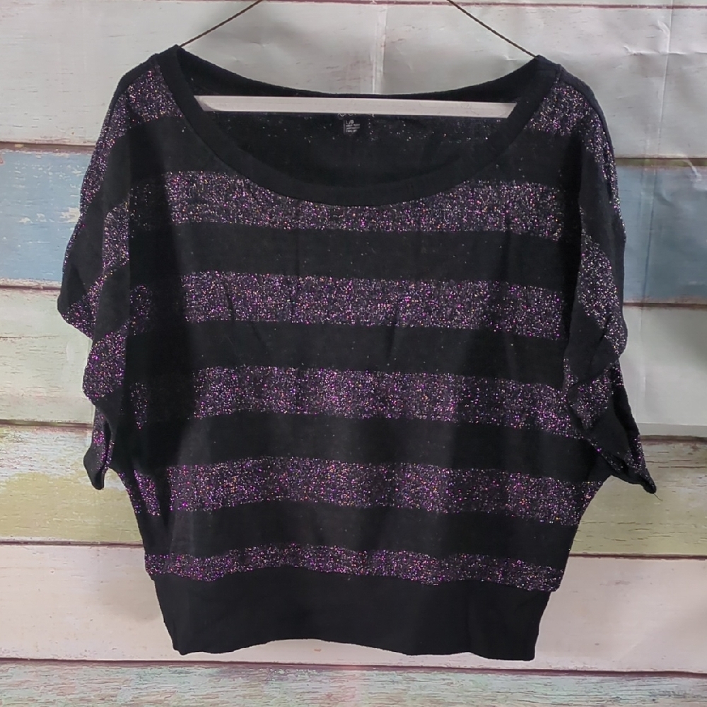 Forever 21 Silver & Black Off-the-Shoulder Sweater